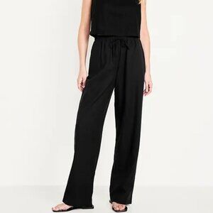 OLD NAVY  High-Waisted Linen-Blend Straight Pants SIZE Small, Black, NWT